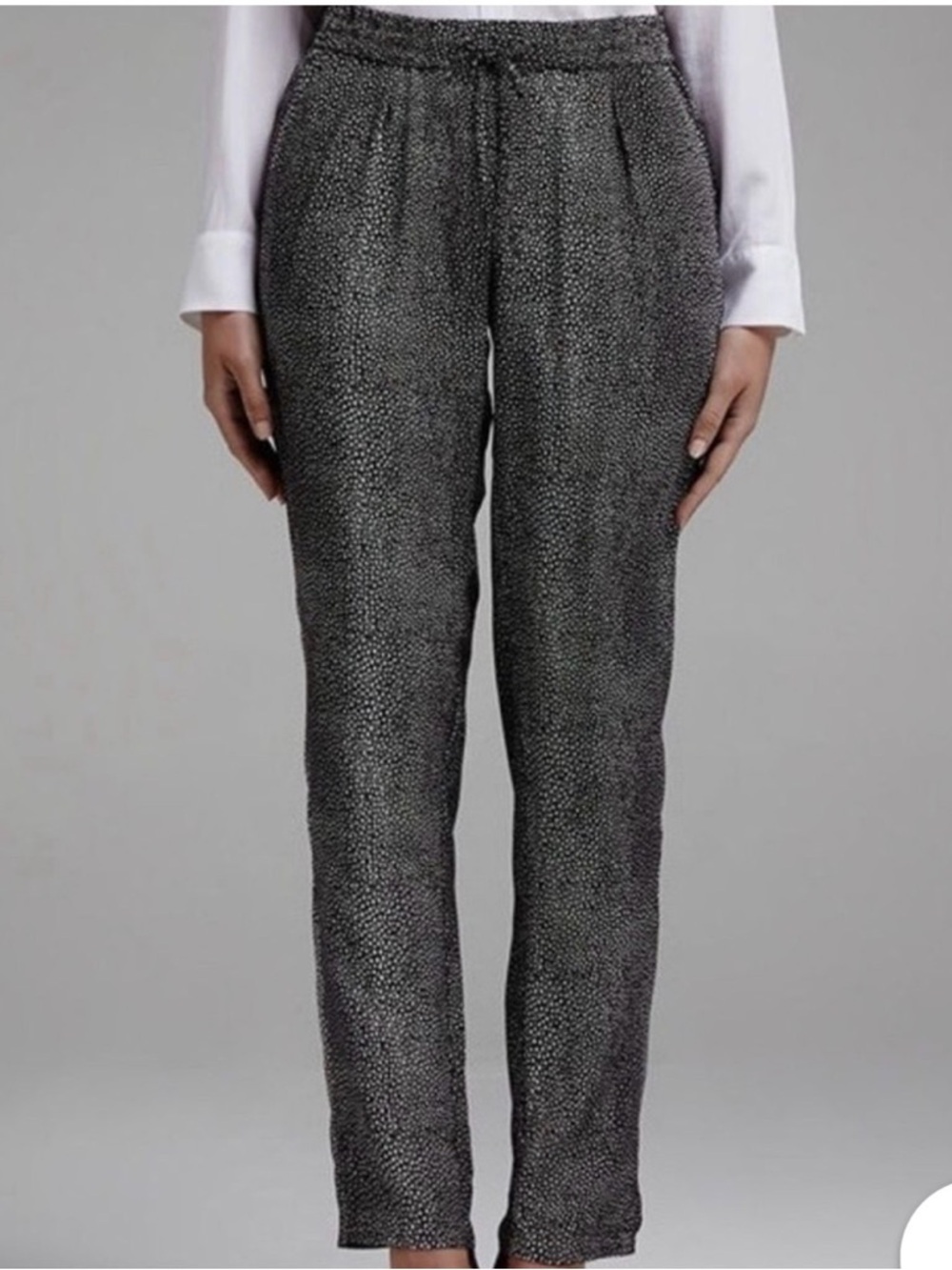 Joie Tashira Silk Pull On Pant in Stingray Black and White size large